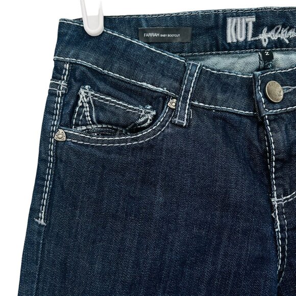 Kut from the Kloth Women Farrah Baby Boot Low Rise Blue Jeans Size 2   W29"xL32" - Picture 5 of 14